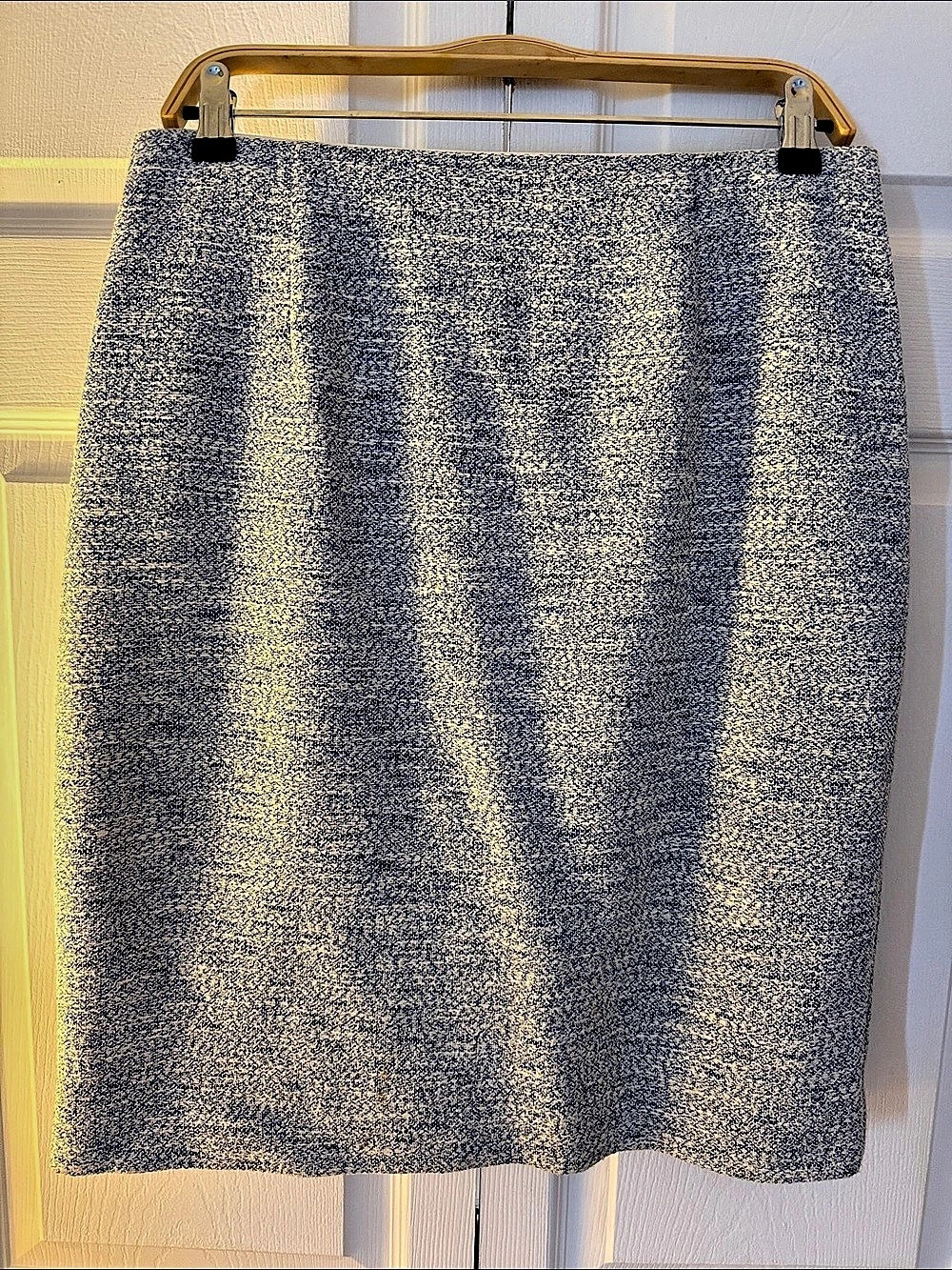 Nanette Lepore Abstract Midi Skirt Blue & White Size 10 Like New